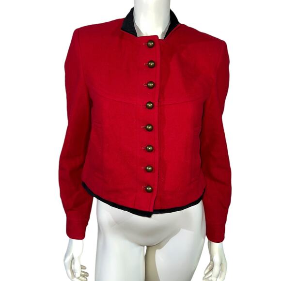 HARVE BENARD red cropped wool jacket size 6 - Picture 9 of 9